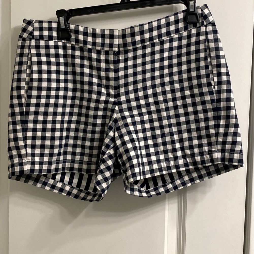 J. Crew navy and white plaid shorts